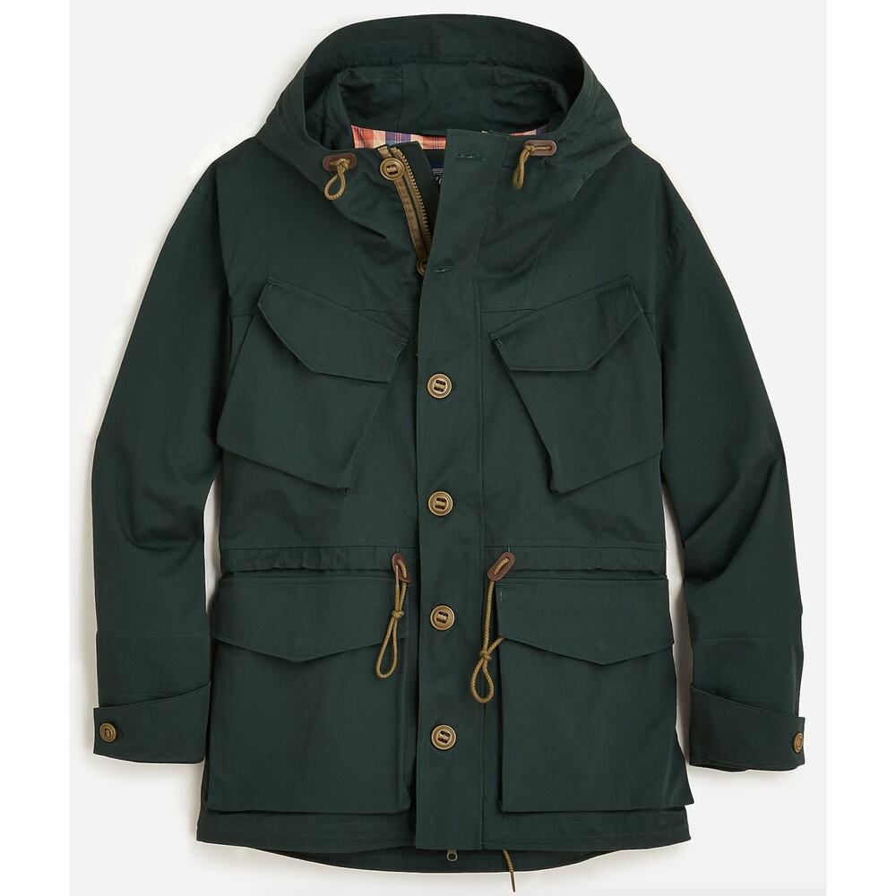 J. Crew Cotton-Nylon Survey Parka Green BE364 Mens Size L - Picture 5 of 14